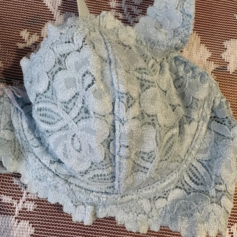 Vintage Rene Rofe Lingerie Light Blue‎ Lace Balconette Bra Style B2141 Size 32B - Picture 2 of 5